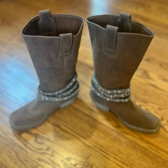 Rocketdog Rhinestone Embellished Brown Leather Western Boot Women’s Size 8 - Picture 3 of 12